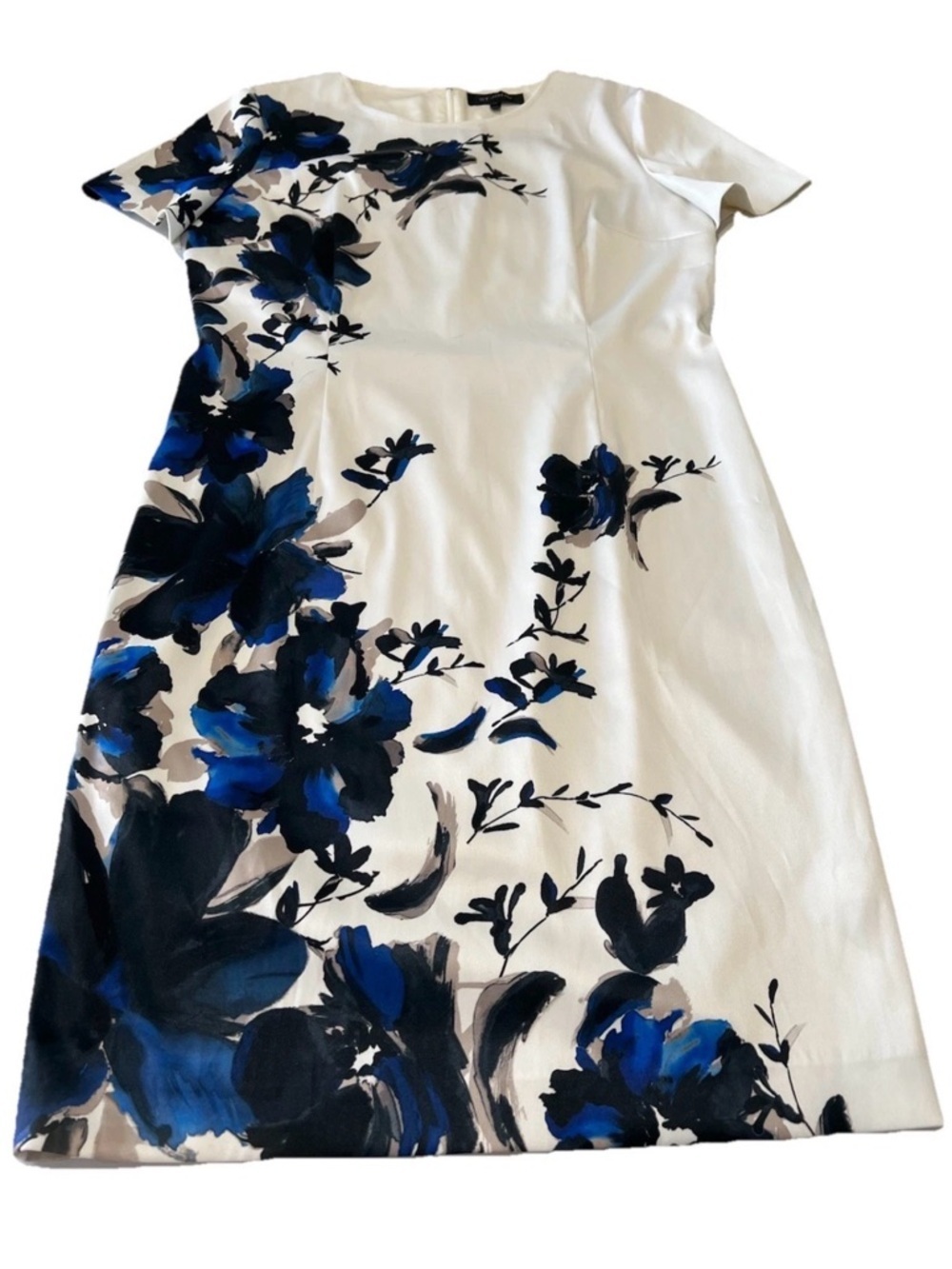 ST . JOHN Floral dress with Blue Bloom Print short sleeve 12 NWOT - Picture 9 of 11